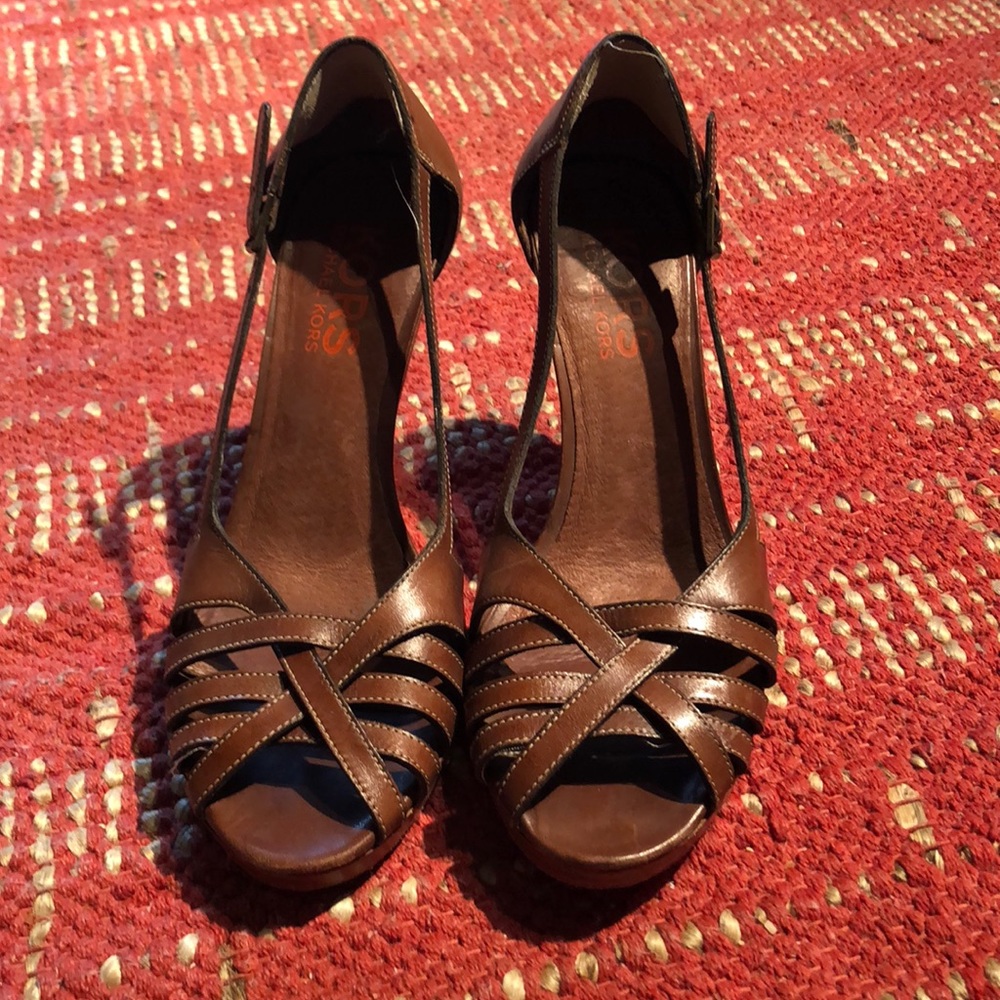 KORS by Michael Kors brown leather heels